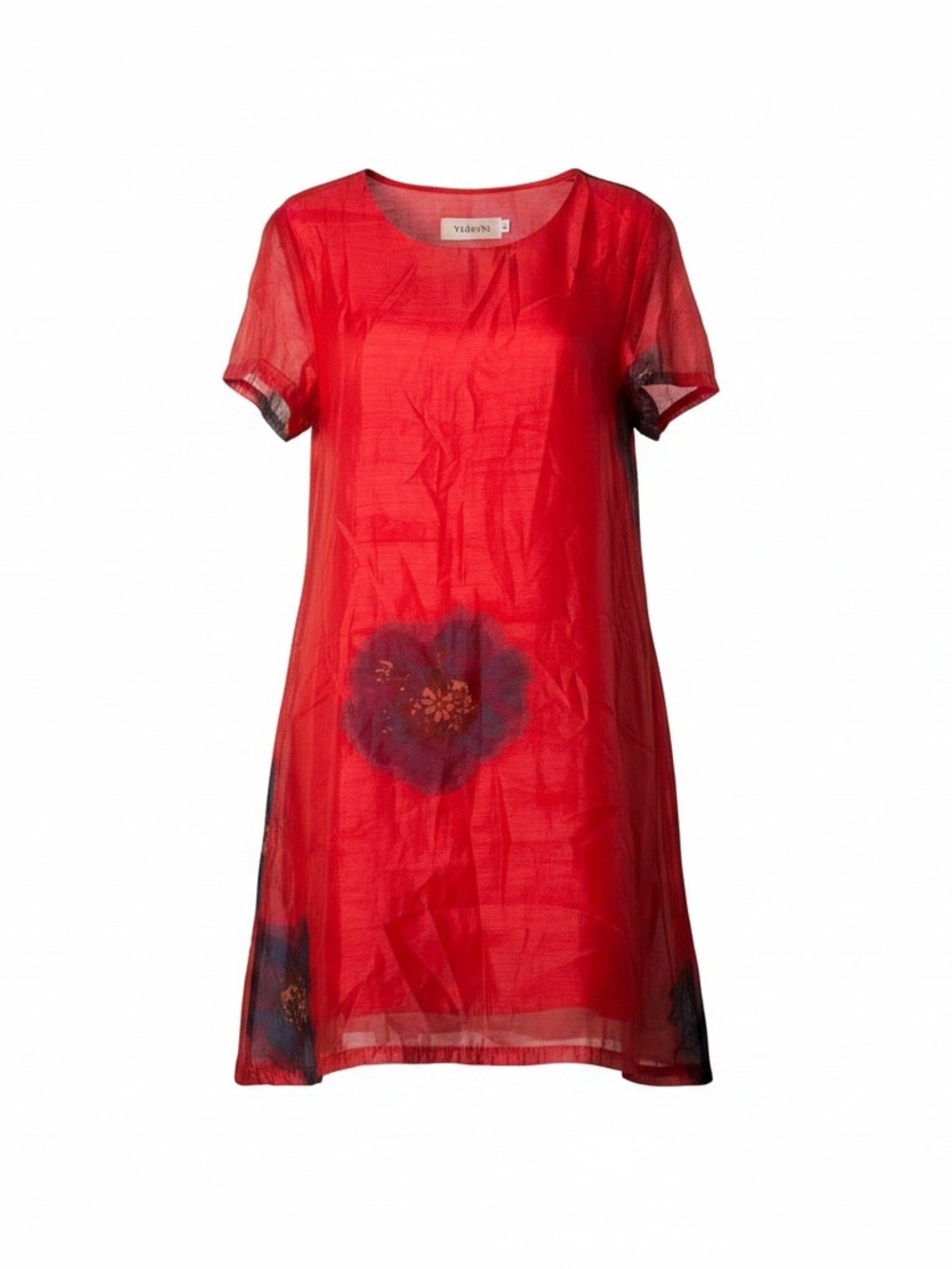 Red Floral Shift Dress Size XL - Picture 2 of 6